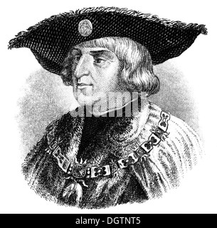 Maximilian I von Habsburg, known as The Last Knight, 1459 - 1519, Historical illustration Stock Photo