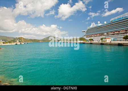Luxury cruise ship in port of Charlotte Amailie, St. Thomas, US Virgin Islands in the eastern Caribbean Stock Photo