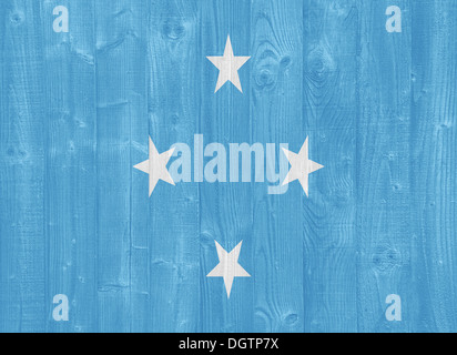 gorgeous Micronesia flag painted on a wood plank texture Stock Photo