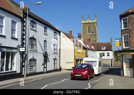 High Street showing St Wilfrid's Parish Church, Alford, Lincolnshire, England, United Kingdom Stock Photo