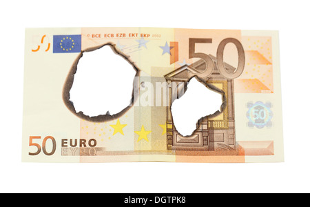 euro burn isolated on white background Stock Photo