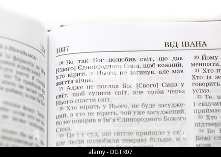 Open Ukrainian Bible. new Translation Stock Photo