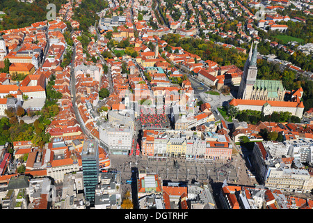 Zagreb aerial, view of Jelacic square and Cathedral Croatia Stock Photo