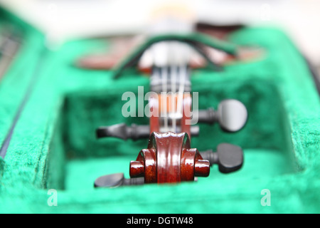 A new violin in a velvet case Stock Photo