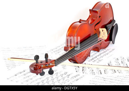 violin and musical notebook Stock Photo