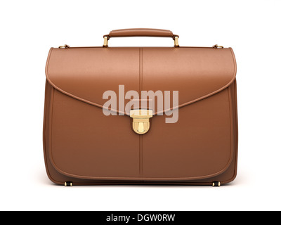 Brown business briefcase isolated Stock Photo