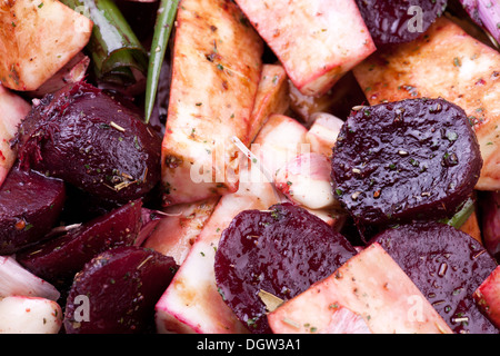 Shot of Roasted vegetables with garlic Stock Photo
