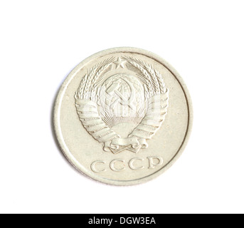 Soviet coin isolated on white Stock Photo