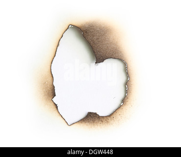 burned paper isolated on white Stock Photo