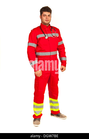 Full length of paramedic man isolated on white background Stock Photo