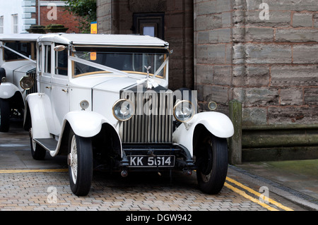 White vintage Rolls-Royce wedding cars Stock Photo