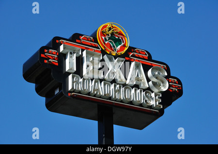 Texas Roadhouse restaurant sign, Gatlinburg, Tennessee, USA Stock Photo