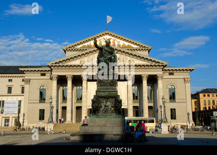 Monument of King Joseph Maximilian II of Bavaria made of bronze, opera building, National Theatre, Bavarian State Opera Stock Photo