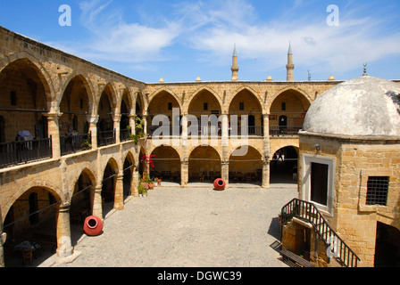 Courtyard of the historic Caravanserai Bueyuek Han with a domed tower, Nicosia, Lefkosa, Turkish Republic of Northern Cyprus Stock Photo