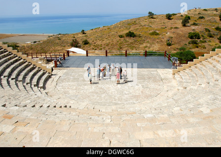Travel group, study trip, archeology, antiquity, archeological site, Greco-Roman Theatre, Kourion, Episkopi near Limassol Stock Photo