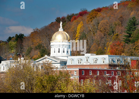 State Capitol building with a golden dome, Montpelier, Vermont, New England, USA, North America, America Stock Photo