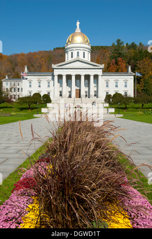 State Capitol with a golden dome, Montpelier, Vermont, New England, USA, North America Stock Photo