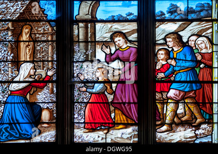A colorful church's window in Brittany, France Stock Photo