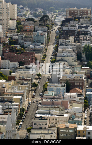 Filbert Street in the North Beach neighbourhood, view towards the west, San Francisco, California, USA, North America Stock Photo