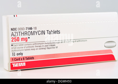 Azithromycin tablets - prescription drug antibiotics Stock Photo