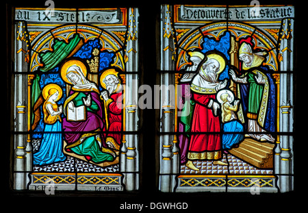 A colorful church's window in Brittany, France Stock Photo