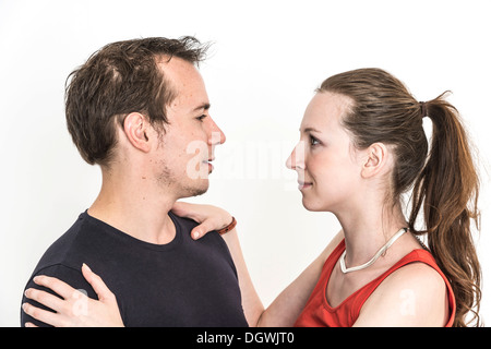 Couple looking each other in the eye Stock Photo