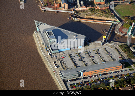 aerial view of The Deep aquarium underwater study research museum complex in Hull, East Yorkshire Stock Photo