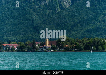 Rottach-Egern on lake Tegernsee, Bavarian Alps, Upper Bavaria, Bavaria Stock Photo