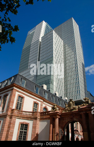 Tradition and modernity, portal, recently renovated Palais Thurn & Taxis, office tower, PalaisQuartier, downtown Stock Photo