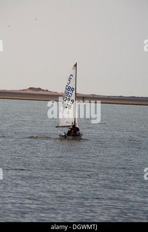 Dinghies sailing on  The marine lake at West Kirby on The Wirral Peninsular Cheshire England Stock Photo