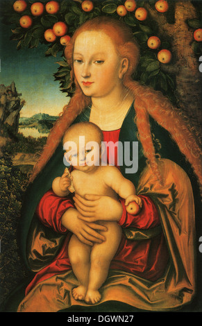 The Virgin and Child under an Apple Tree - by Lucas Cranach the Elder, 1530 Stock Photo