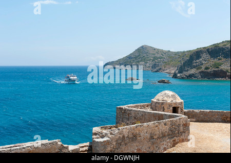 Old Venetian bastion, Spinalonga, Kalydon near Elounda, Gulf of Mirabello, Crete, Greece, Mediterranean, Europe Stock Photo
