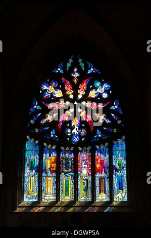 Large stained-glass window, St Michael's Parish Church, Linlithgow Castle, Linlithgow, Scotland, United Kingdom Stock Photo