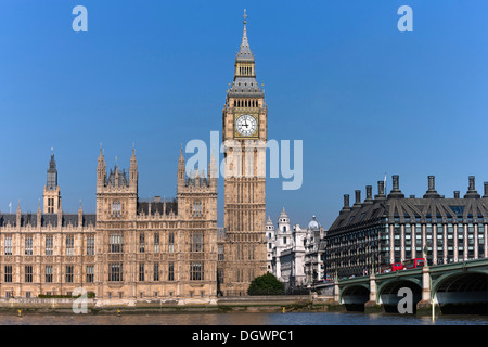 Big Ben Clock Tower, Palace of Westminster, Houses of Parliament, Unesco World Heritage Site, London, England, United Kingdom Stock Photo