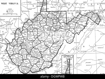 Old map of Virginia, 1930's Stock Photo - Alamy