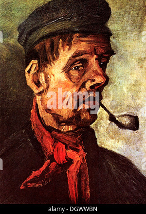 Head of a Peasant with Pipe - by Vincent van Gogh, 1885 Stock Photo