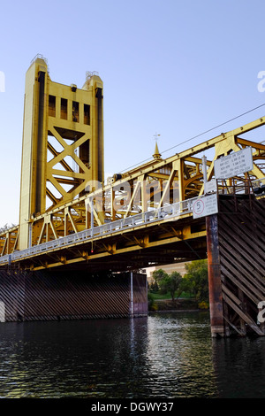 Tower Bridge over the Sacramento River at Old Sacramento State Historic Park, California. Stock Photo