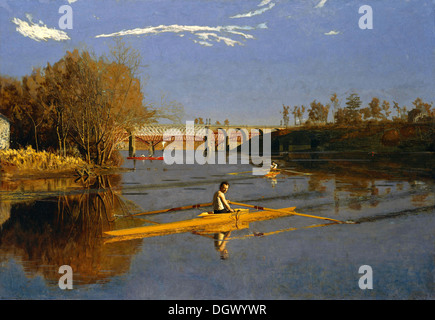 Max Schmitt in a Single Scull - by Thomas Eakins, 1871 Stock Photo