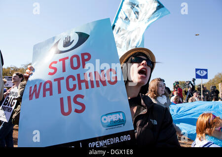 Washington, DC USA. 26th Oct, 2013. :  Thousands of citizens and many public advocacy organizations gather to rally on Capitol Hill in protest, resulting from recent  reports of domestic and international surveillance by the NSA © B Christopher/Alamy Live News Stock Photo