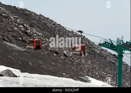 Cable cars on Mount Etna, Sicily, Italy, Europe Stock Photo