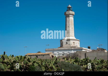 Cozzo Sparado Lighthouse at Cape Passero, Portopalo di Capo Passero, province of Syracuse, Sicily, Italy, Europe Stock Photo