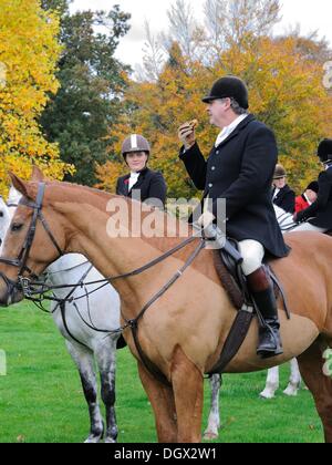 Houston, Renfrewshire, Scotland, UK. 26/10/2013. Lanarkshire & Renfrewshire Foxhounds gather for the first hunt of the season in the grounds of Houston House, Renfrewshire Alamy Live News Stock Photo