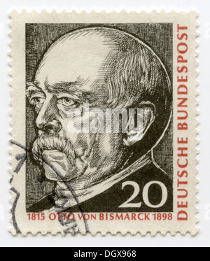Germany postage stamp depicting Otto von Bismarck,  a Prussian statesman in 1800's Stock Photo