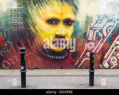 Street art by Dale Grimshaw in Hanbury Street, off Brick Lane, London Stock Photo