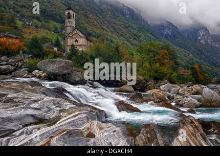 Abraded stones with river water, Lavertezzo, Valle Verzasca, Verzasca Valley, Ticino, Switzerland, Europe Stock Photo