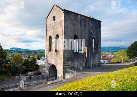 Waihi, New Zealand. Heritage Cornish pumping house at the Martha Mine in the gold mining town. Stock Photo