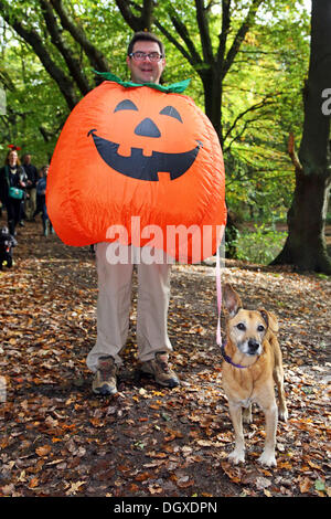 London, UK. 27th October 2013. All Dogs Matter Halloween Fancy Dress Dog Walk, Hampstead Heath, London Credit:  Paul Brown/Alamy Live News Stock Photo