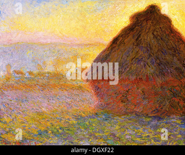 Grainstack (Sunset) - by Claude Monet, 1891 Stock Photo