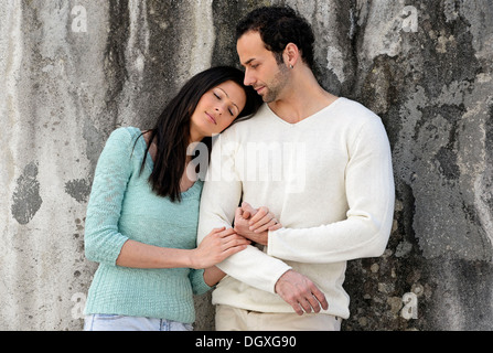 Young woman leaning on the shoulder of a young man, Austria Stock Photo