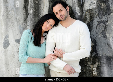 Young woman leaning on the shoulder of a young man, Austria Stock Photo